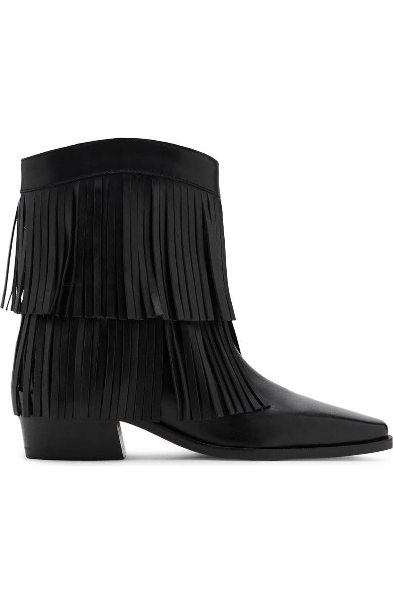 MANGO TEEN Fringe Bootie, Alternate, color, Black