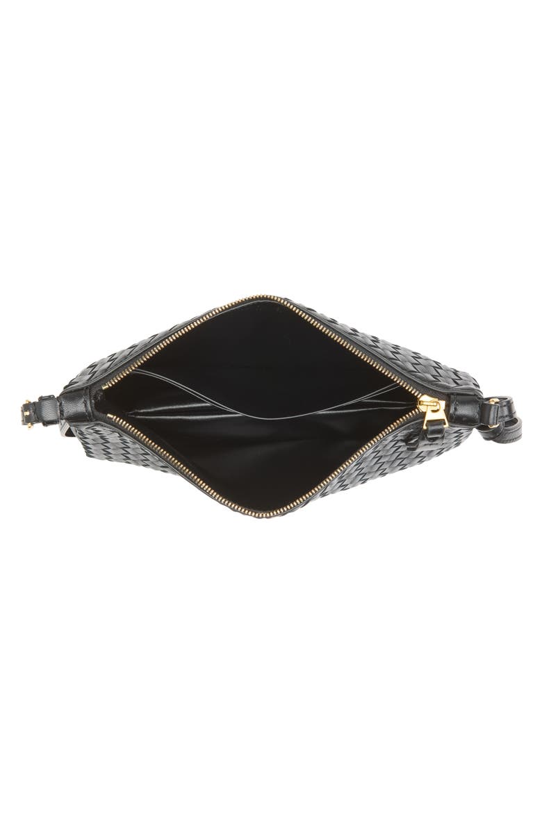 Medium Piccolo Intrecciato Leather Wallet on a Strap, Alternate, color, 1007 BLACK-BRASS VIBRATO
