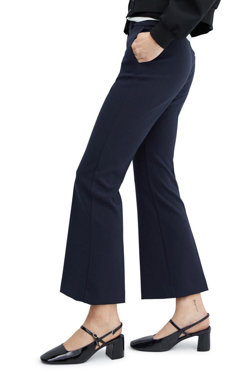 MANGO Flare Leg Ankle Pants, Alternate, color, Navy