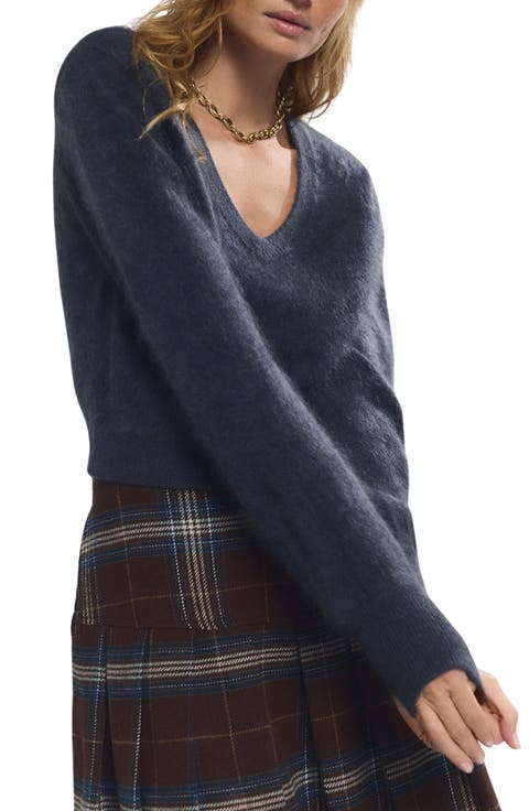 Felicia Brushed Cashmere V-Neck Sweater