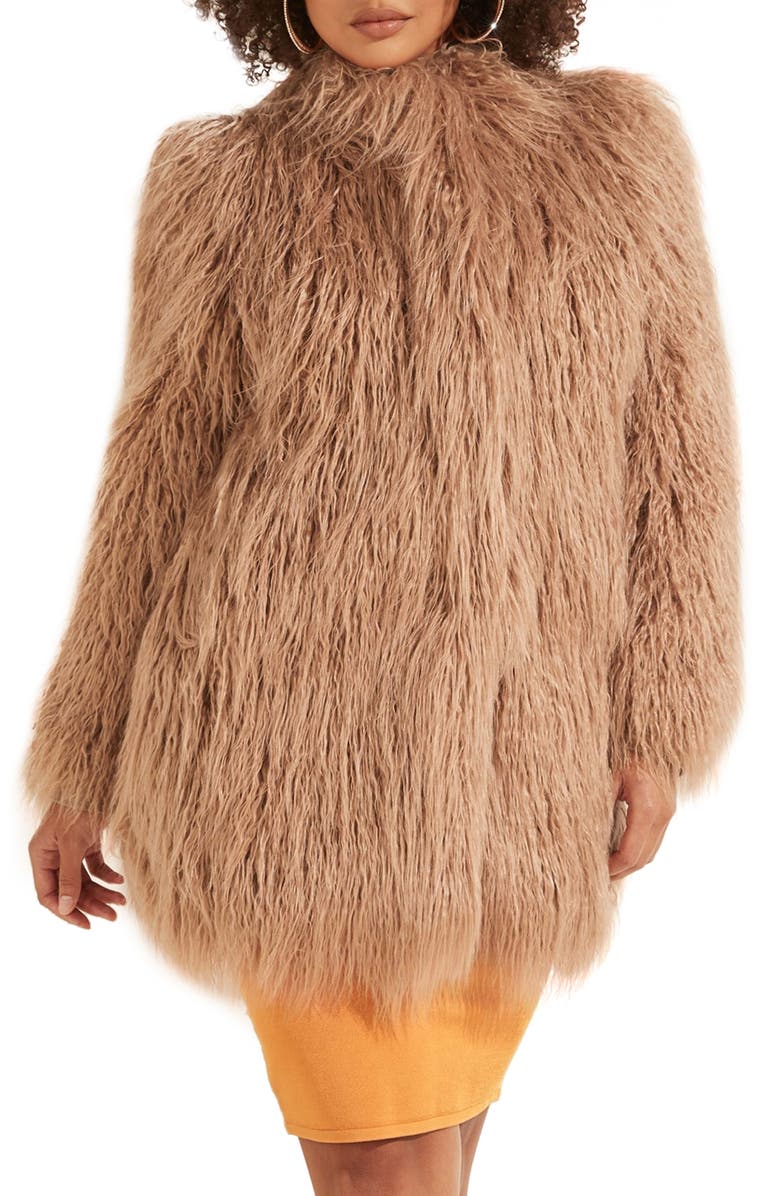 GUESS Maurizia Faux Fur Coat, Main, color, 