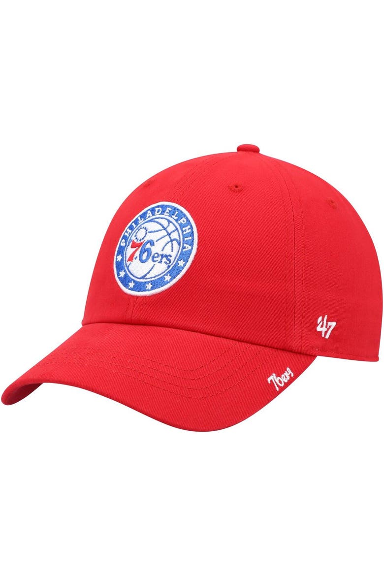 Women's '47 Red Philadelphia 76ers Miata Clean Up Logo Adjustable Hat, Main, color, Red