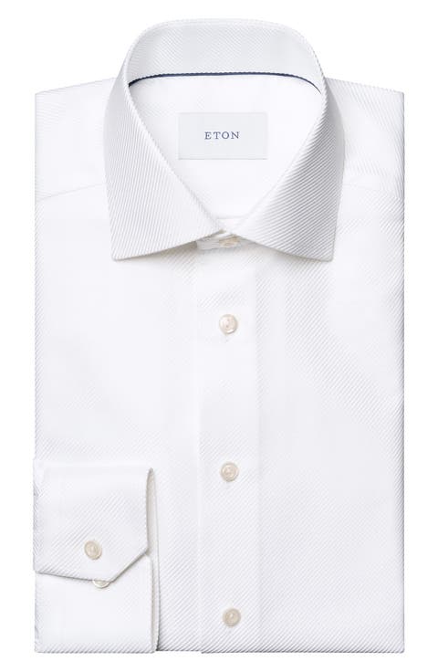 Slim Fit Diagonal Weave Dress Shirt