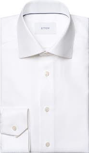 Eton Slim Fit Diagonal Weave Dress Shirt