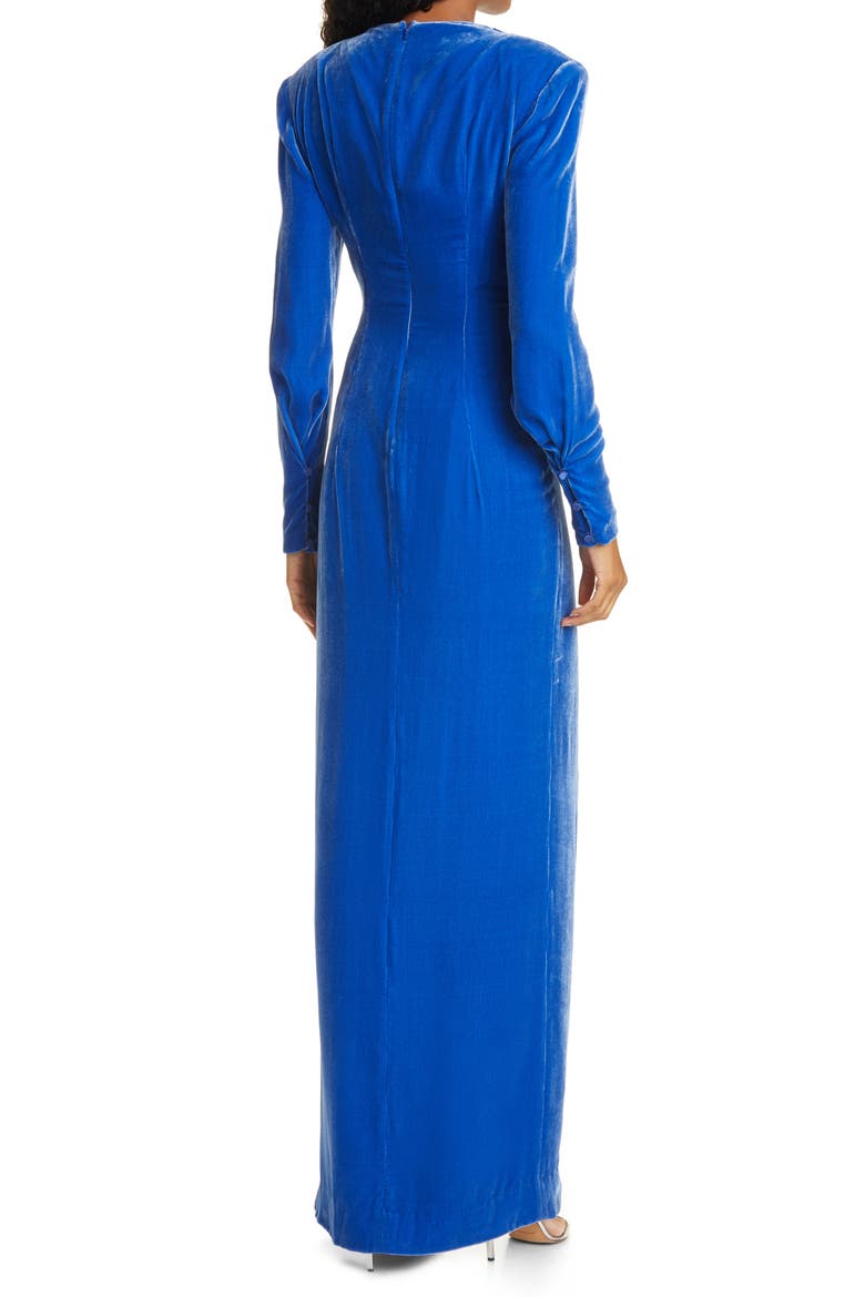 Kiley Wrap Front Long Sleeve Velvet Gown, Alternate, color, DEEP ULTRAMARINE