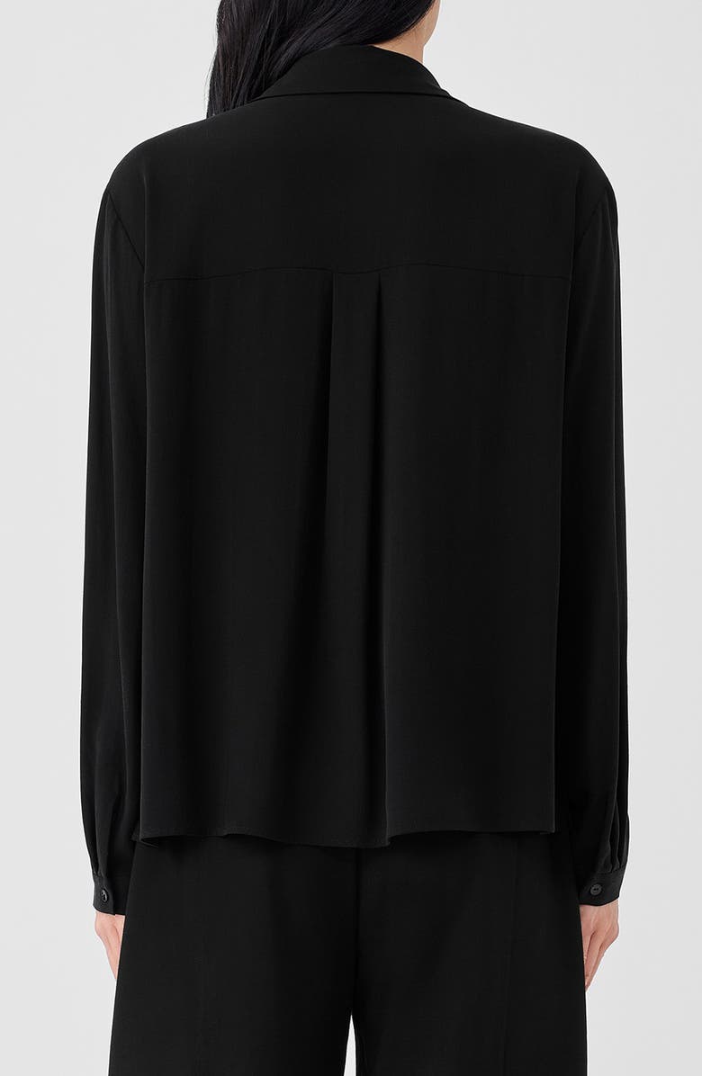 Eileen Fisher Easy Classic Collar Silk Button-Up Shirt, Alternate, color, Black