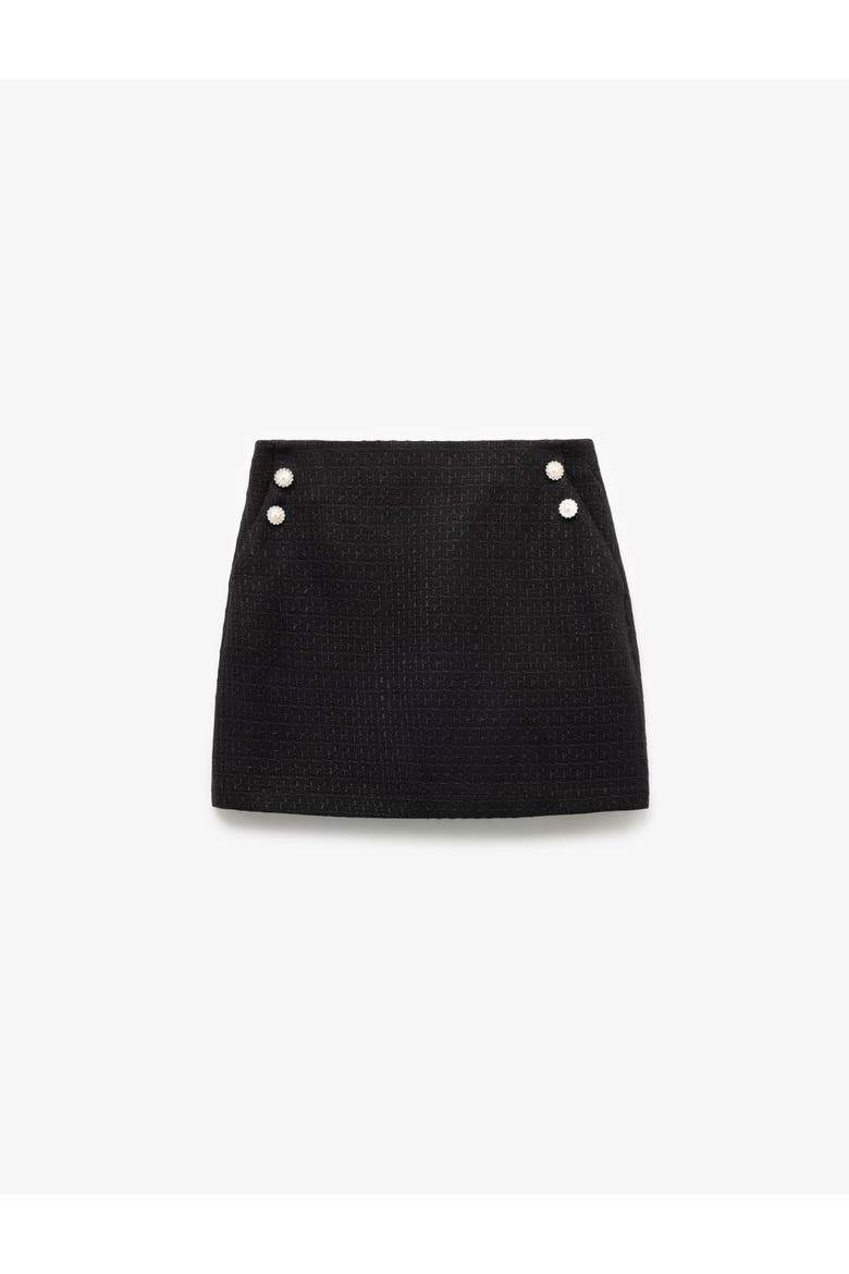 Mini Tweed Skirt, Alternate, color, BLACK