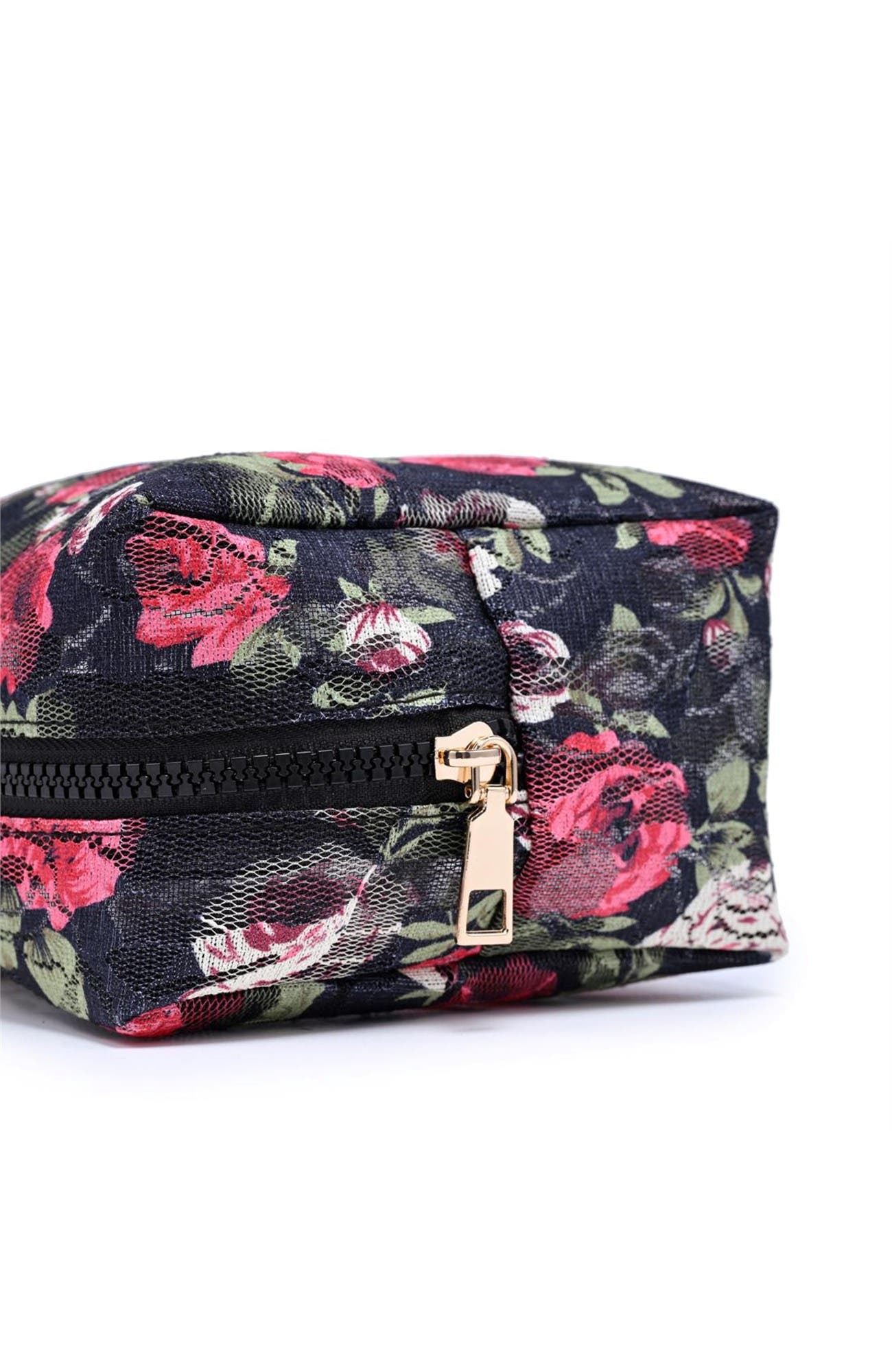 Petal Play Cosmetic & Travel Organizer Pouch, Alternate, color, Black