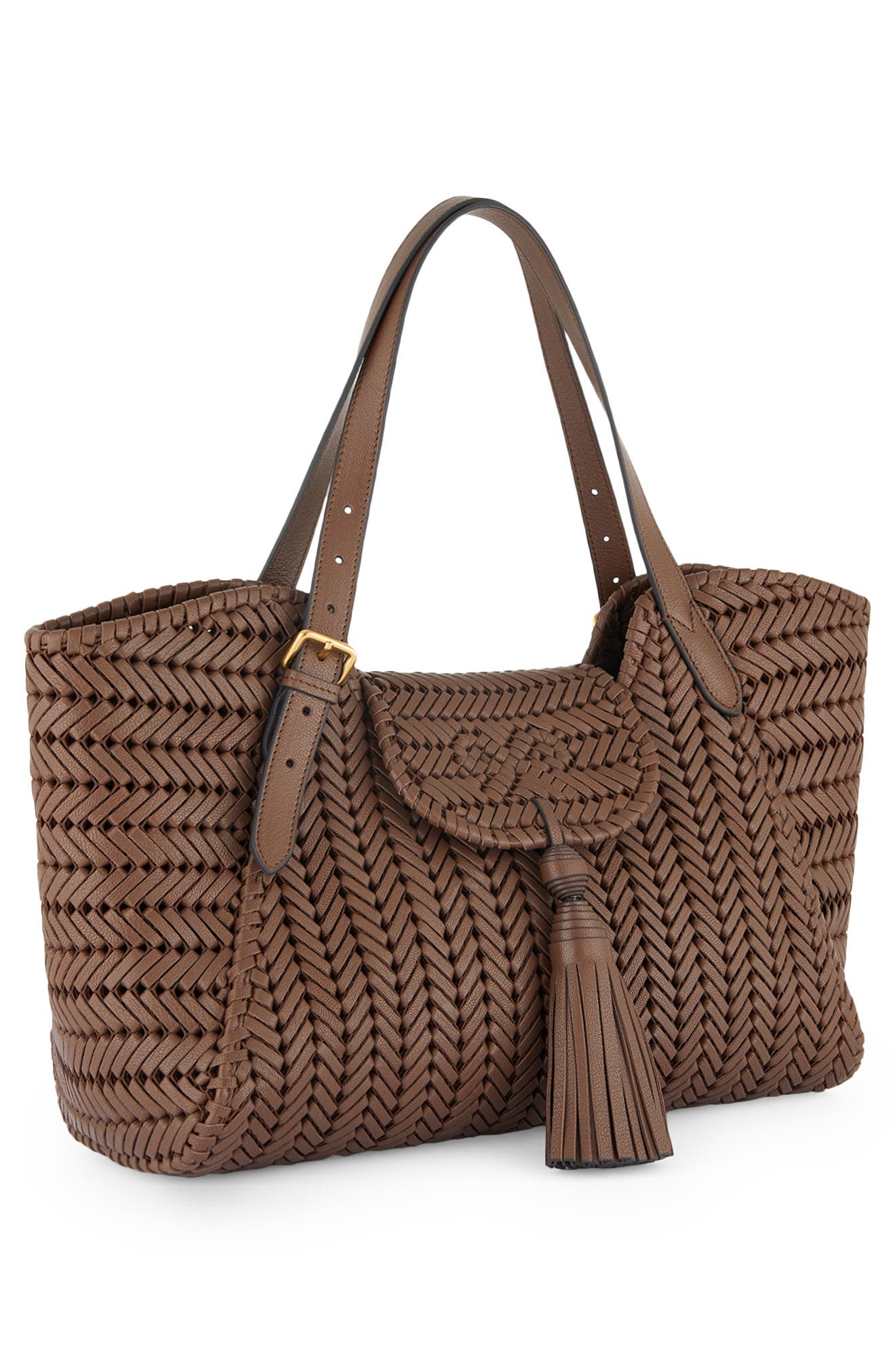 Anya Hindmarch The Neeson Tassel Woven Leather Tote, Alternate, color, 