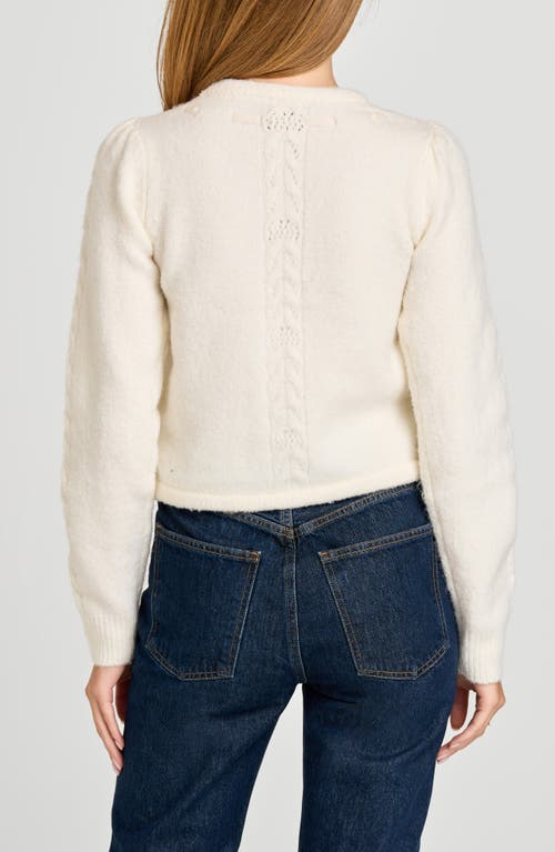 Wayf X Sara Walker Jackie Velvet Bow Cable Stitch Cardigan In White
