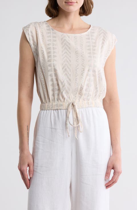 Metallic Drawstring Hem Cover-Up Tank