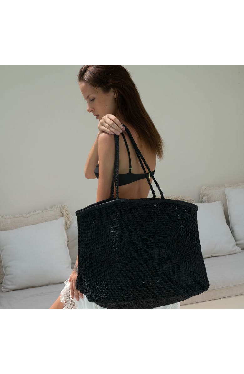 Zanatany Concepts Clipa (XXL) Raffia Beach Tote Bag, Alternate, color, Black
