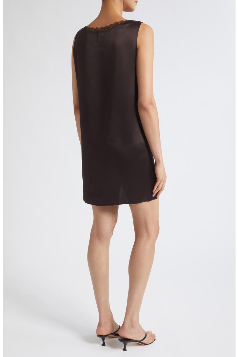 Barb Lace Detail Satin Minidress, Alternate, color, CHOCOLATE