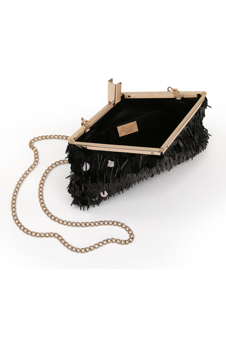 Jewel Badgley Mischka Briar Mixed Sequin Hinged Frame Clutch, Alternate, color, Black