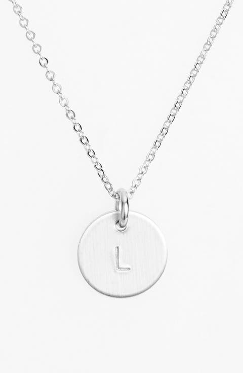 Sterling Silver Initial Mini Disc Necklace