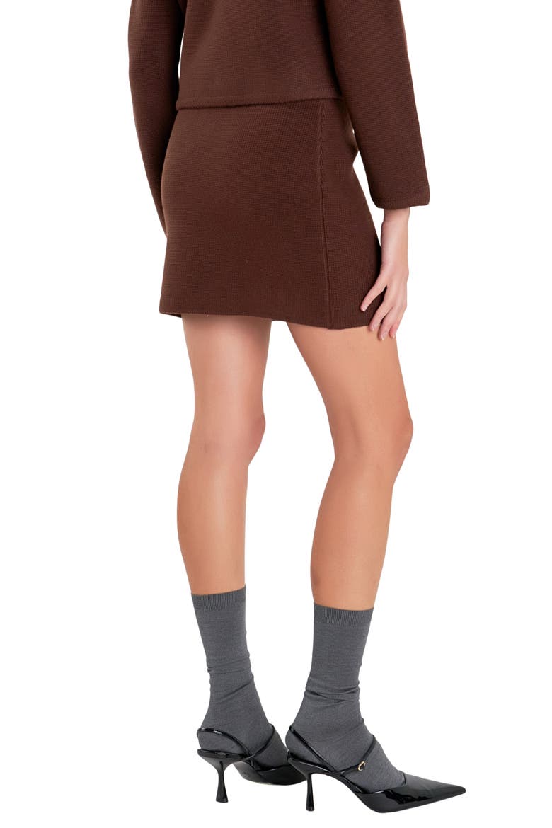 Knit Pencil Miniskirt, Alternate, color, CHOCOLATE