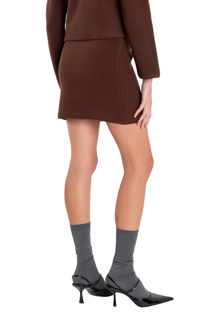 English Factory Knit Pencil Miniskirt, Alternate, color, Chocolate
