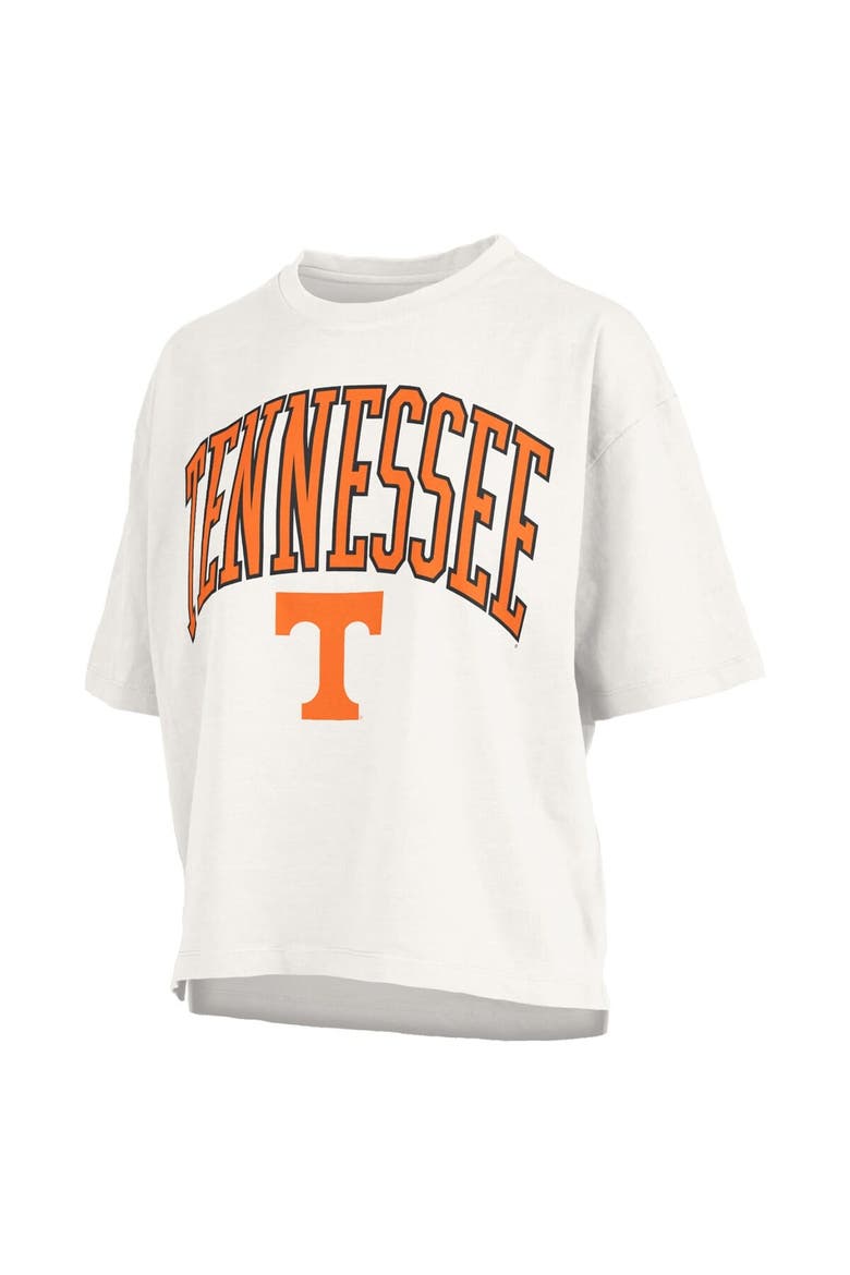Women's Pressbox White Tennessee Volunteers Nelson Arch Over Logo Waist Length Oversized Slub T-Shirt, Alternate, color, White