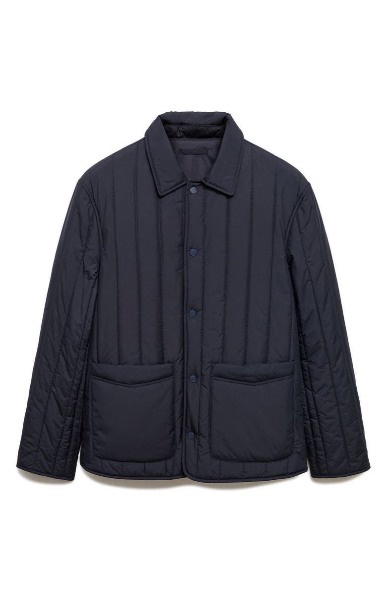 MANGO Quilted Water Repellent Jacket, Alternate, color, Dark Navy