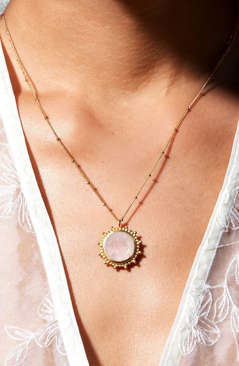 Satya Jewelry Unlimited Compassion Rose Quartz Gemstone Necklace, Alternate, color,