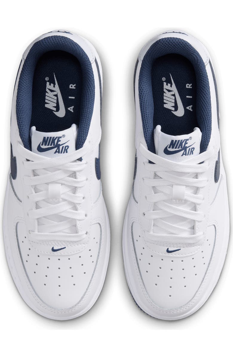 Nike Kids' Air Force 1 Sneaker, Alternate, color, White/ Grey/ Midnight Navy