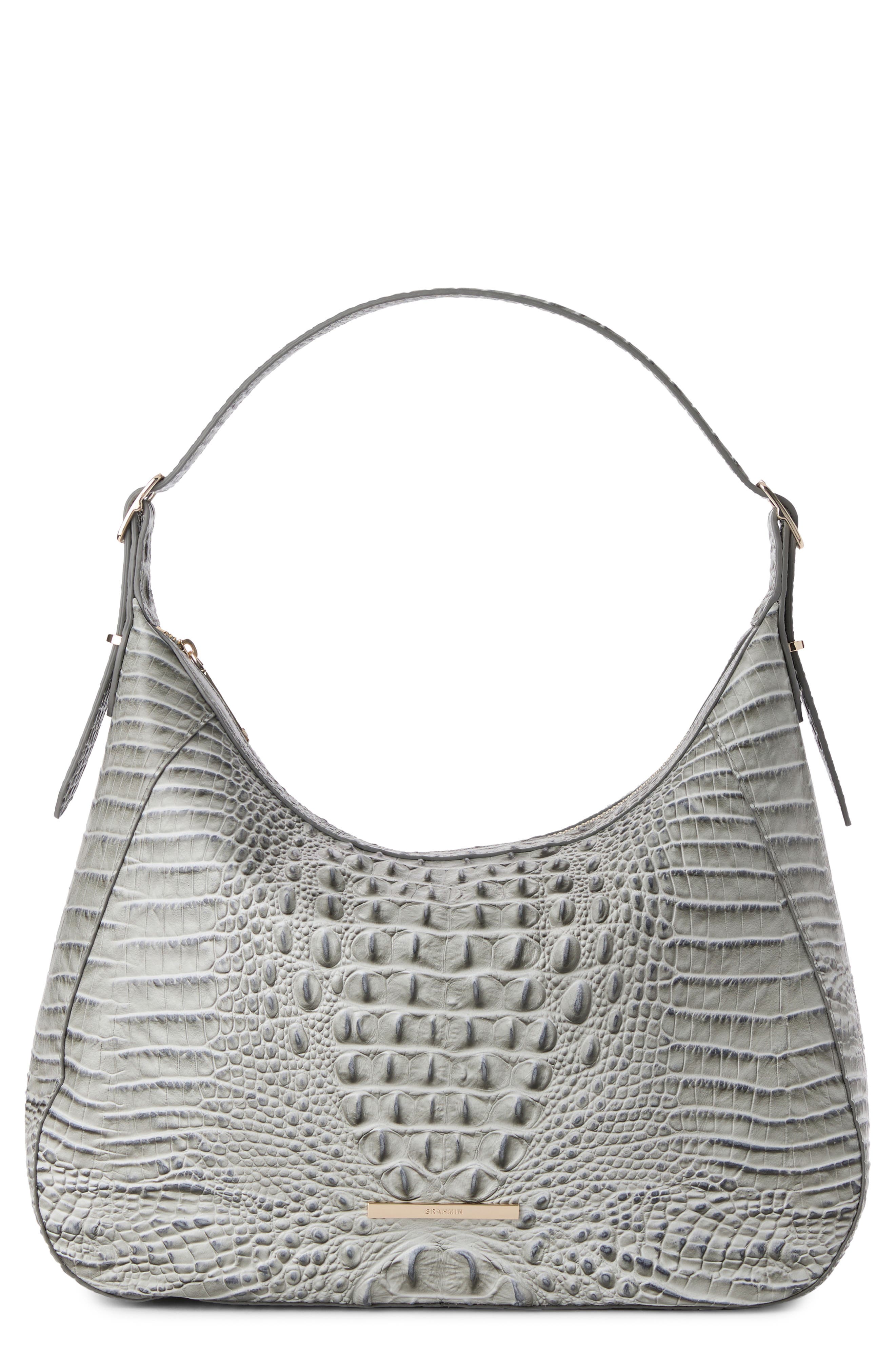 Brahmin Edie Croc Embossed Leather Shoulder Bag, Main, color, Dove Alden Road