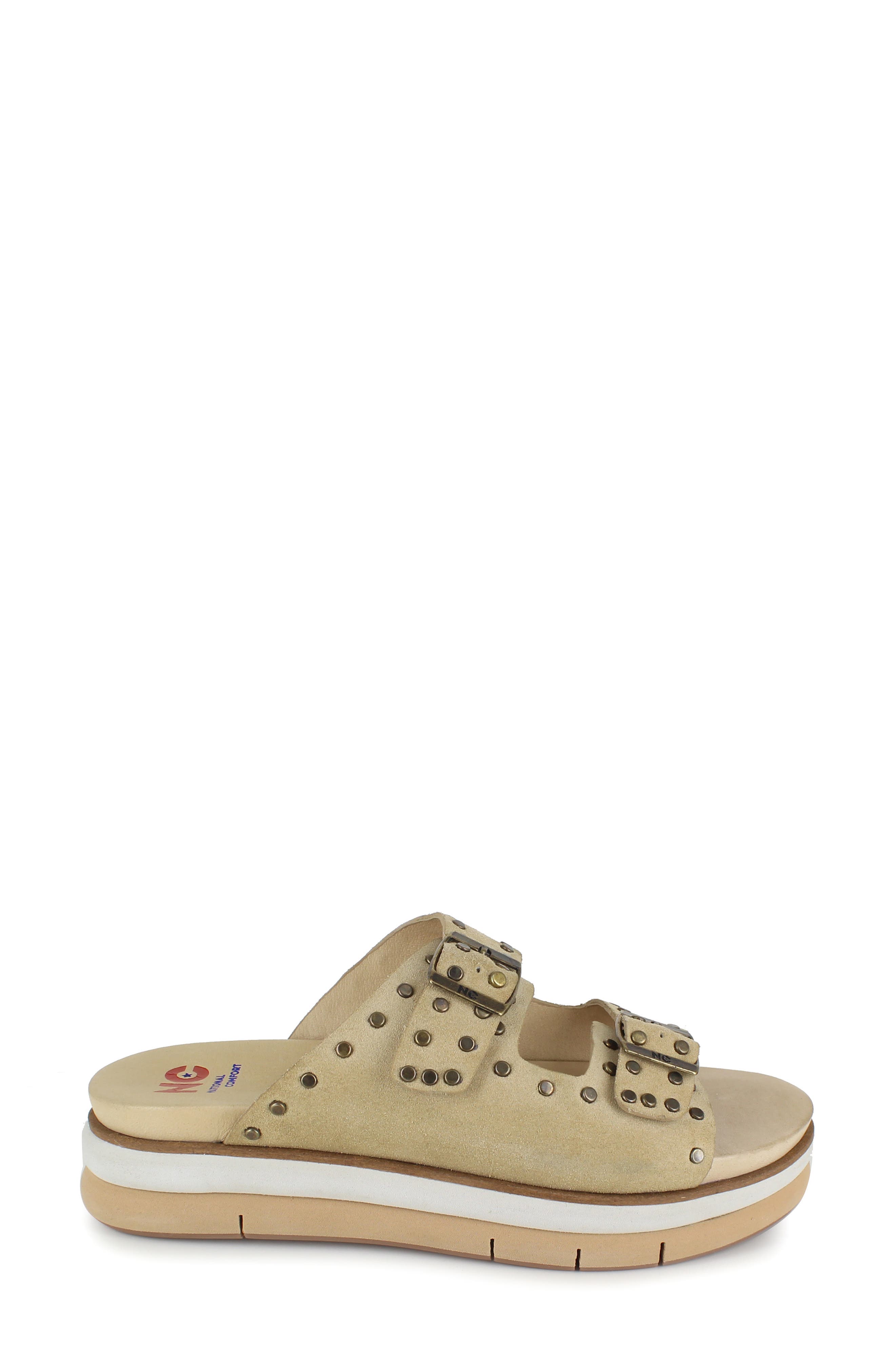 Kynna Studded Platform Slide Sandal, Alternate, color, TAN LEATHER