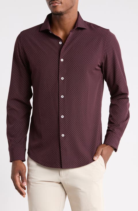 Dot Print Button-Up Shirt