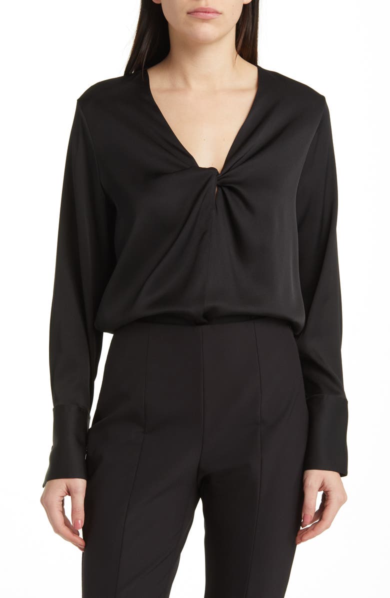 BOSS Bidinta Silk Blend Top, Main, color, Blk