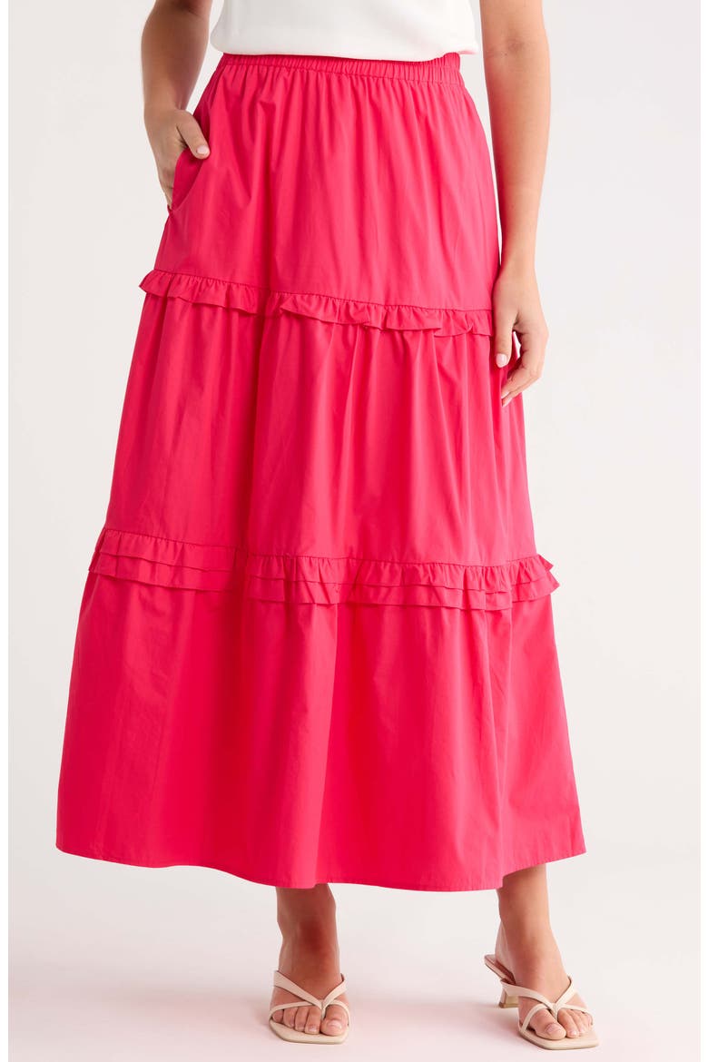 Isabel Ruffle Maxi Skirt, Main, color, FUCHSIA