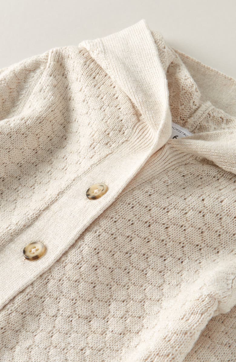 Nordstrom Hooded Pointelle Sweater Romper, Alternate, color, Beige Oatmeal Heather