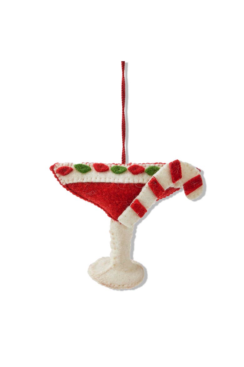 Holiday Martini Ornament Multicolor Wool Tree Decoration, Main, color, Multicolored