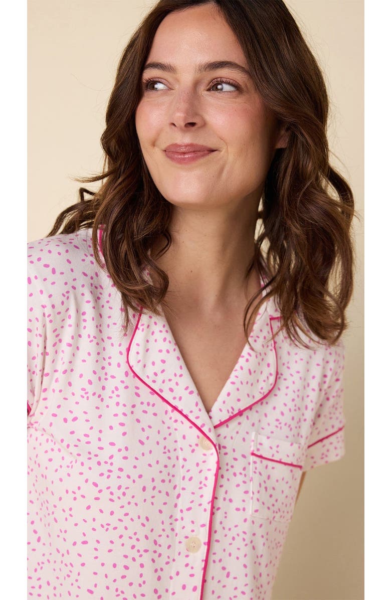 The Cat's Pajamas Pima Knit Short Set Stripes Dots, Alternate, color, Confetti Dot Orchid