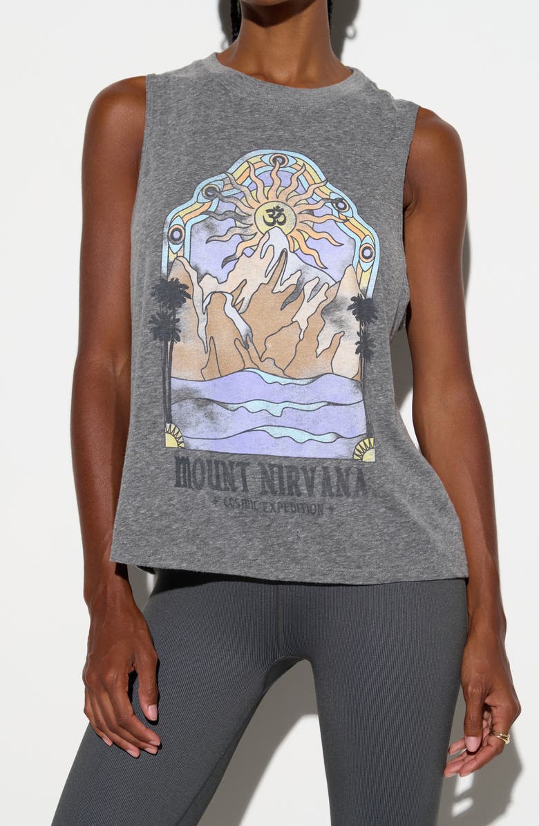 Spiritual Gangster Mount Nirvana Vibe Graphic Tank, Main, color, Heather Grey