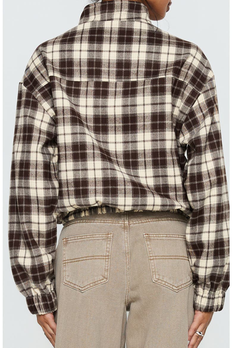 Khodana Plaid Funnel Neck Jacket, Alternate, color, BROWN CHECK