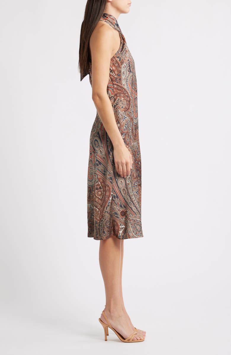 Lauren Ralph Lauren Paisley Charmeuse Halter Cocktail Dress, Alternate, color, Cream Multi