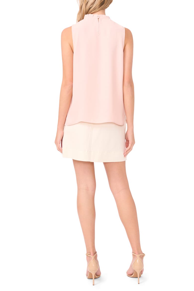Pleated Mock Neck Woven Top, Alternate, color, SEPIA ROSE