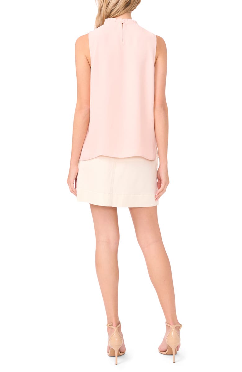 Vince Camuto Pleated Mock Neck Woven Top, Alternate, color, Sepia Rose
