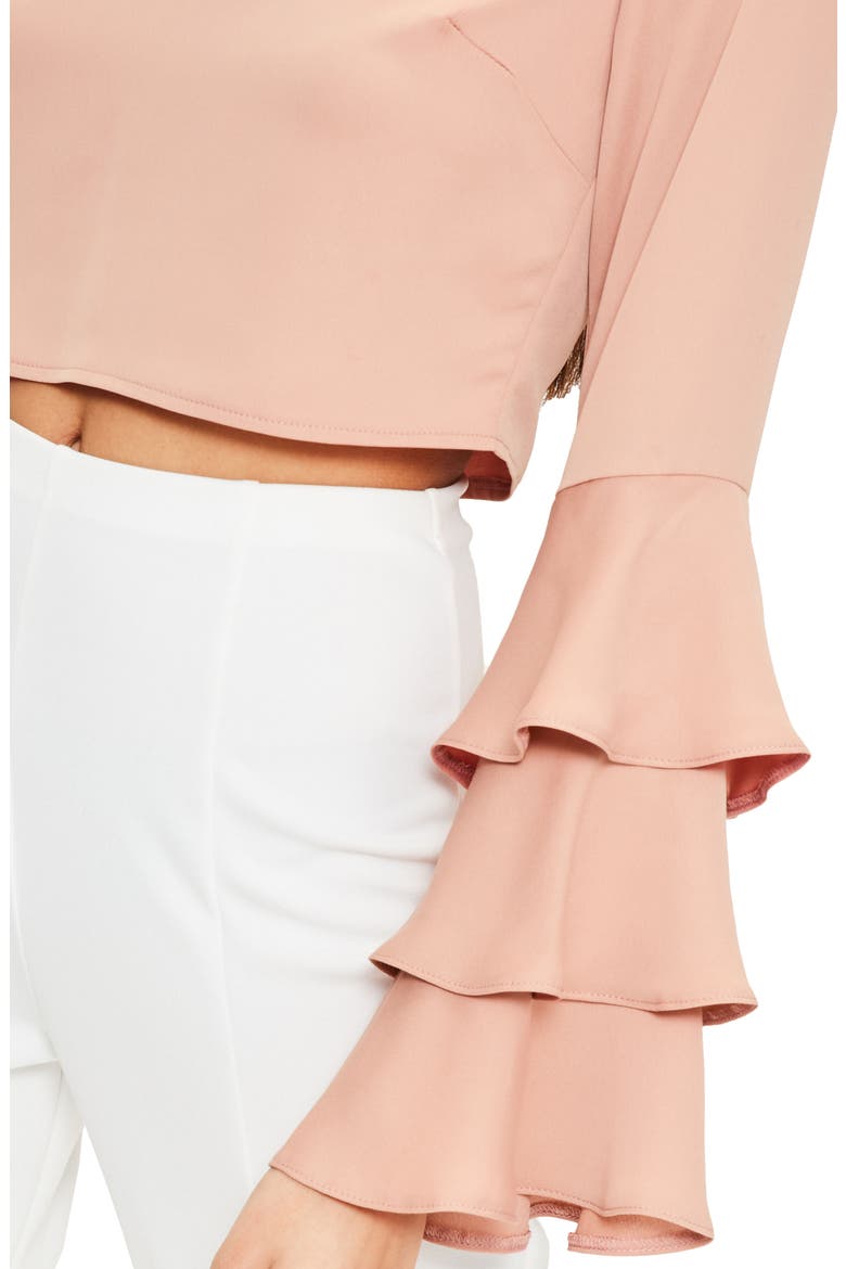 Ruffle Crop Blouse, Alternate, color, MINK