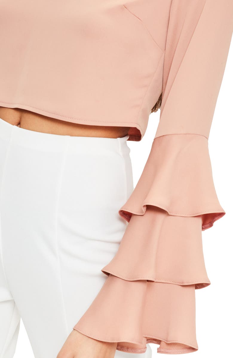 Missguided Ruffle Crop Blouse, Alternate, color, 