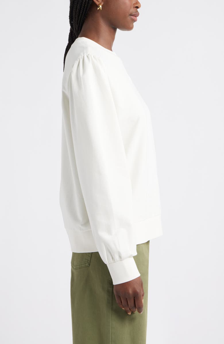 Caslon<sup>®</sup> Puff Shoulder Sweatshirt, Alternate, color, Ivory Pristine