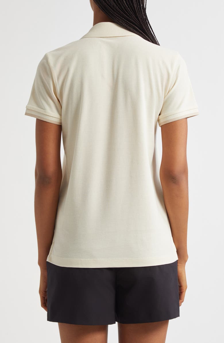 Moncler Logo Patch Cotton Piqué Polo, Alternate, color, Silk White