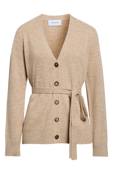 Belted Wool Moulinè Cardigan