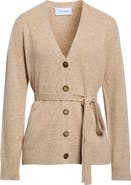 ST. JOHN Belted Wool Moulinè Cardigan