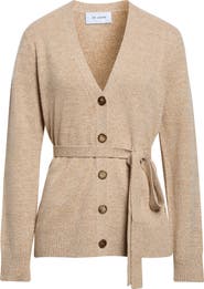 ST. JOHN Belted Wool Moulinè Cardigan