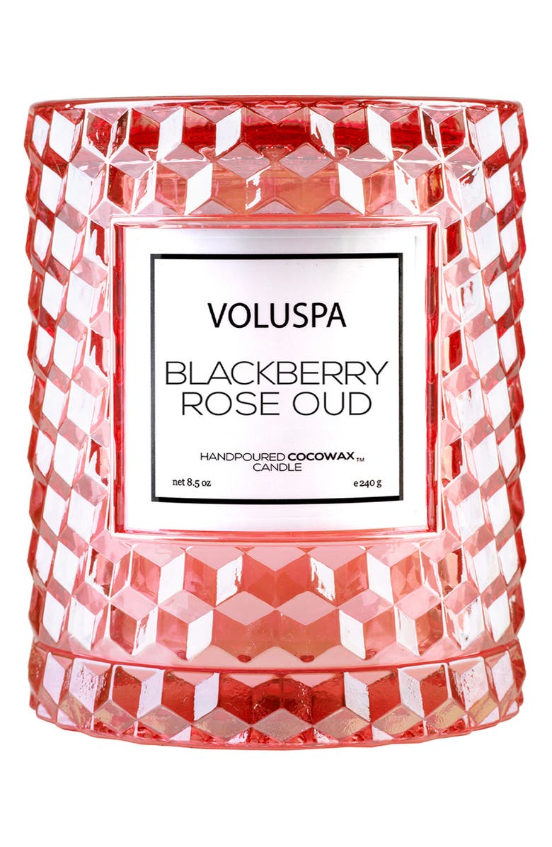 Voluspa Blackberry Rose Oud Candle, Main, color,