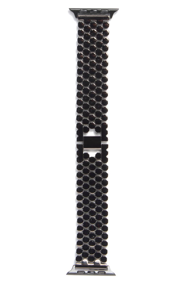 NORDSTROM RACK Honeycomb Apple Watch<sup>®</sup> Watchband, Alternate, color, Black