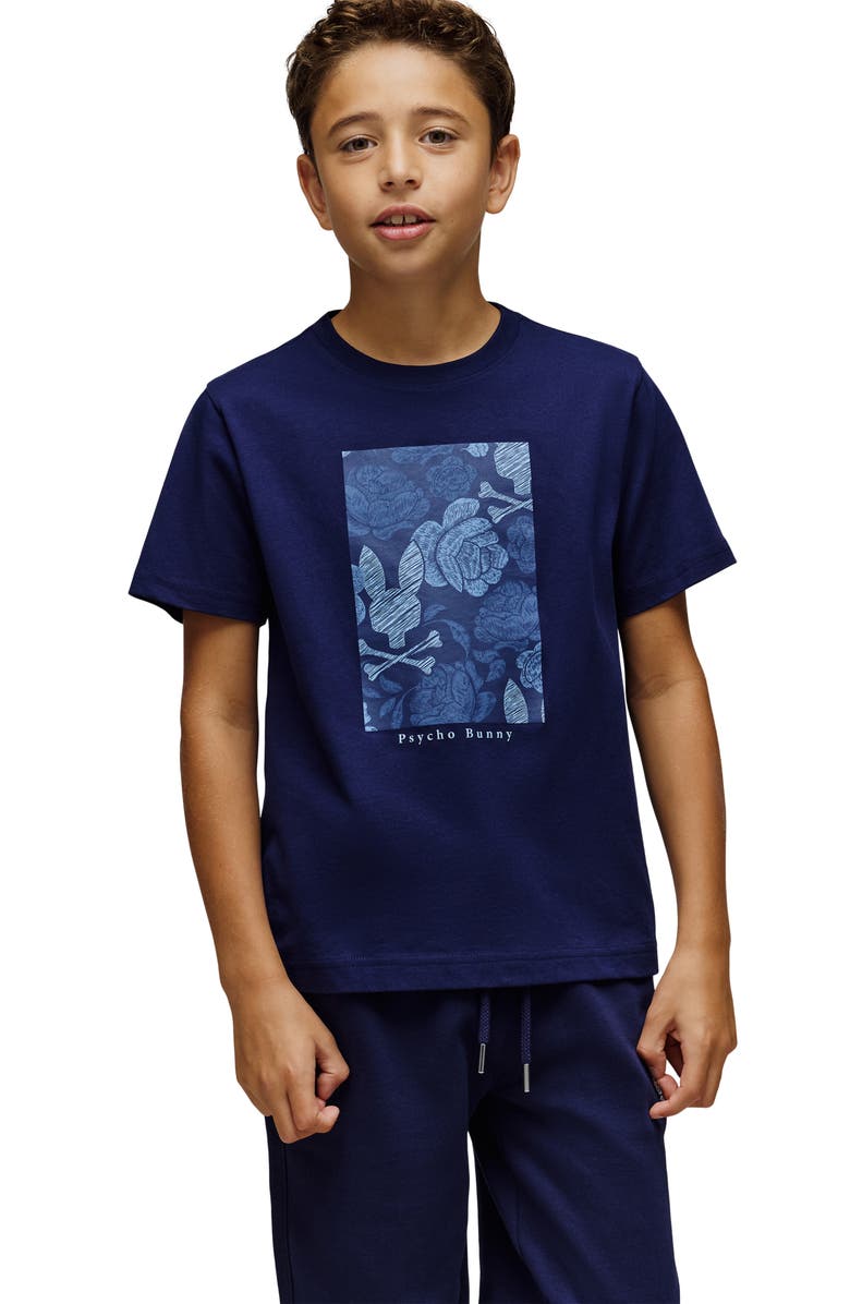 Psycho Bunny Kids' Rowen Graphic T-Shirt, Alternate, color, Evening Blue