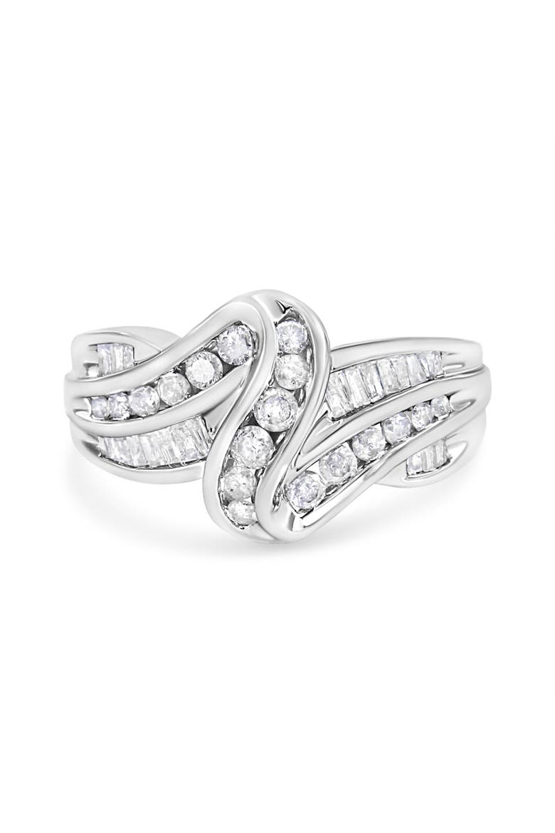 10K White Gold Ring 3/4 Ctw Diamond Bypass Ring, Alternate, color, White Gold