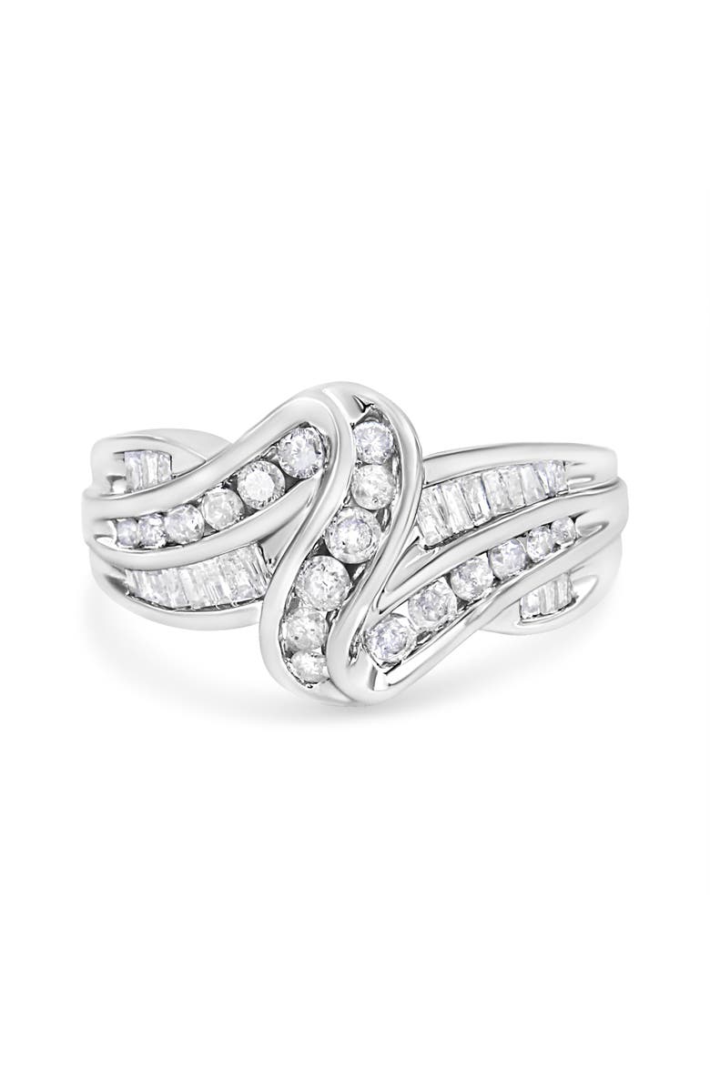 Haus of Brilliance 10K White Gold Ring 3/4 Cttw Round-Cut Diamond Bypass Ring, Alternate, color, White Gold